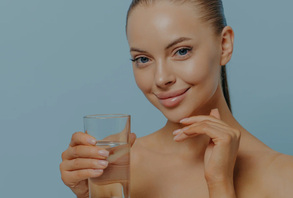 Close-up of dehydrated skin showing flakiness and fine lines on the face